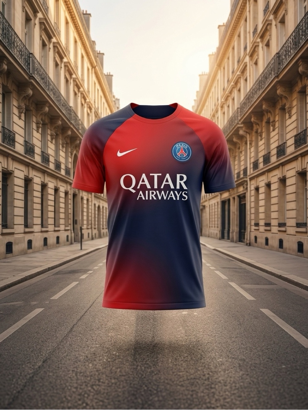 Nike Men's PSG Gradient Red and Navy Football Shirt